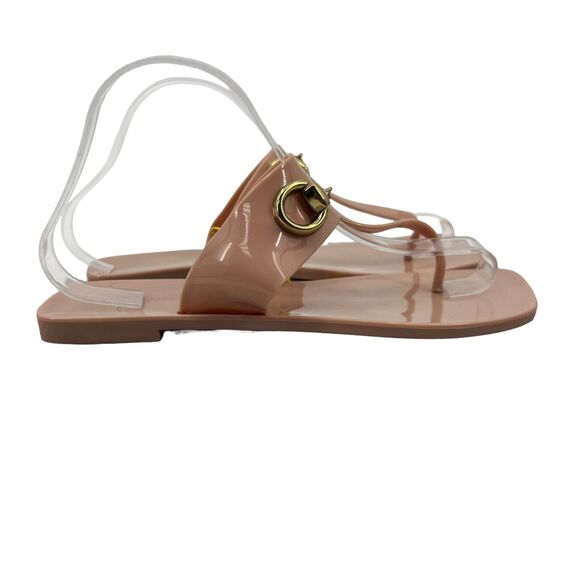 Jeffrey Campbell Sandals Womens 9 Anthropologie Nude A Lil Bit Thong Slip On - Picture 1 of 12